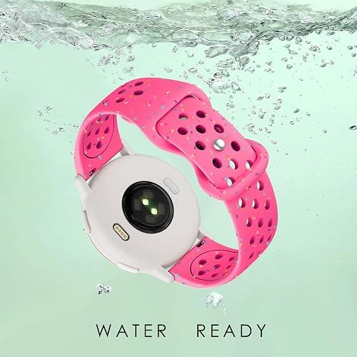 Laband 20mm Colorful Sport Silicone Watch Band Compatible With Garmin Vivoactive 6/Vivoactive 5/3/Forerunner 570 42mm/165/55/245/645/Venu Sq 2/Venu, Recycled Plastic Soft Strap Replacement for Women thumbnail 3