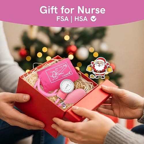 FriCARE Manual Blood Pressure Cuff for Nursing Students, FSA/HSA Eligible, Aneroid Sphygmomanometer for BP Monitoring, Home & Medical School Essentials with Carrying Case, Universal Adult Size, Pink thumbnail 2