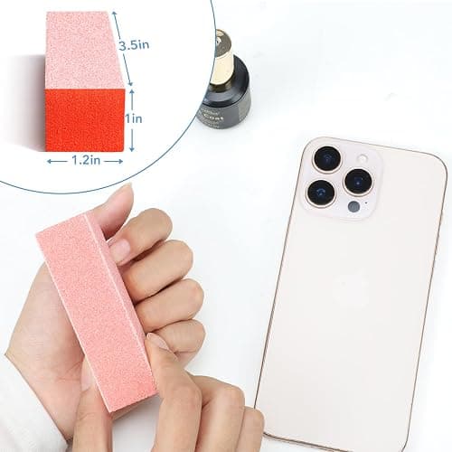 GazePlus Nail Buffer Block, Coarse Grit 80/80/100, 3.5" Long, 3 Way Buff for Acrylic Nail Gel Polish Nail, Pedicure, Manicure 10 Count, Orange thumbnail 5