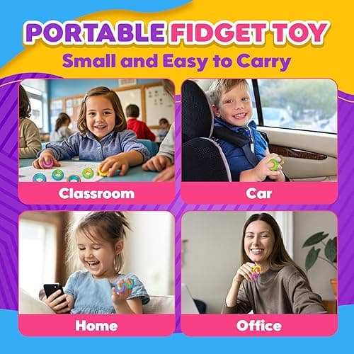 Fidget Toys Sensory Rings for Kids: 12 Pack Finger Spinner Rings - Texture Stress Toys for Kids Autism Calming - Fun Fidgets for Student Classroom Prize Stocking Stuffers - 12pcs thumbnail 5