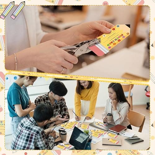 ReliThick 200 Pcs Punch Cards for Classroom Reward Cards Behavior Incentive Awards Loyalty Card for Teacher School Business Home Supplies(Pencil) thumbnail 5