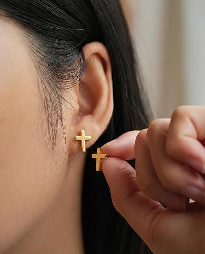 Hypoallergenic Cross Earrings for Women & Girl, Christian Religious Easter Gift Jewelry Gift with Meanningful Quote Card & Gift Pouch thumbnail 6