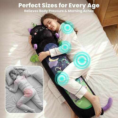 Mewaii Long Cat Plush 5 Sizes, 120% Extra Filling Giant Plushness Kids Body Pillow, Kawaii Cute Black Cat Stuffed Animals Plushies, Big Long Body Pillow Black Cat Plush Gift for Girls 20” thumbnail 4