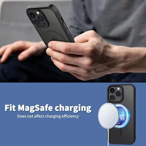 CACOE Magnetic Case for iPhone 14 Pro 6.1 inch-Compatible with MagSafe & Magnetic Car Phone Mount,TPU Thin Phone Cases Cover Protective Shockproof Anti-Fingerprint(Matte Black) thumbnail 7