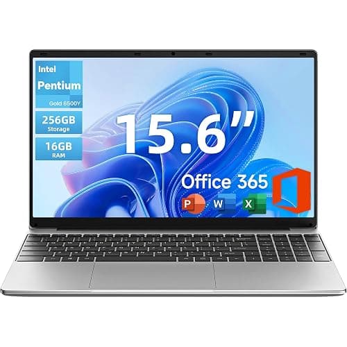 15.6 Inch Windows 11 Laptop, 6500Y Processor, 16GB RAM 256GB Storage Expandable to 512GB, FHD Display with Numpad, Office 365 Pre-Installed, Wi-Fi 5 Bluetooth 4.2, Type-C for Student & Business - Image 1