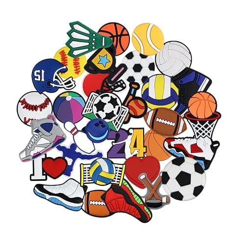 Letters Numbers and Sports Decoration Charms, Basketball Baseball Hockey Softball Soccer Football Gift for Boys Kids Teens and Adults thumbnail 8