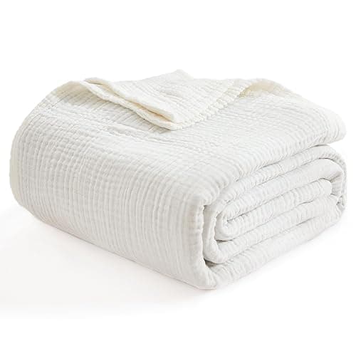 EMME Cotton Muslin Twin XL Blanket Breathable Gauze Soft Lightweight Adults Gifts for Women (White,66"x90") thumbnail 6