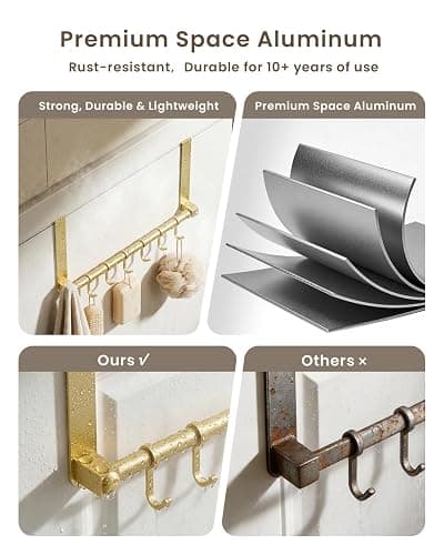 BOF Heavy Duty Over The Door Hooks, Moving 6 Door Hooks for Hanging, Over the Door Hanger Organizer for Bathroom thumbnail 3