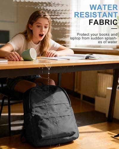 VGCUB Black School Backpacks Travel Book Bag Waterproof Work Light Aesthetic College Backpack for School Girls Boys Teens Mochilas Escolares Para Niñas Casual Daypack for Women Men thumbnail 8