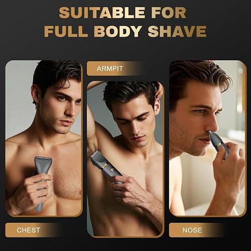 Zivelier Ball Shaver for Men, 3-in-1 Multifunction Body Hair Trimmer & Pubic Shaver with Titanium Blades (No Nicks!), IPX7 Waterproof Electric Razor, LED Display, Wet/Dry thumbnail 5