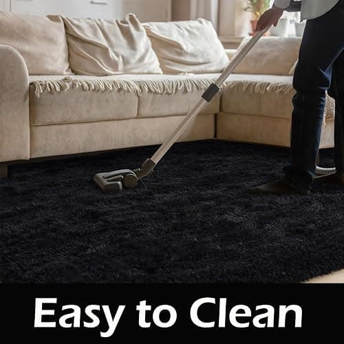 HOMORE Black Rug for Bedroom 4x6 Furry Carpet for Boys Girls Shaggy Fuzzy Rugs for Living Room Non Slip Large Rug for Kids Dorm Home Decor thumbnail 6