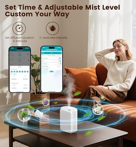 Waterless Essential Oil Diffuser 3000 Sq.Ft Coverage for Large Home Hotel Office, 400ml Cold Air Scent Machine for Aromathrapy, Bluetooth App Control, No-Noise Aroma Diffuser On Wall Valentines Gift thumbnail 4