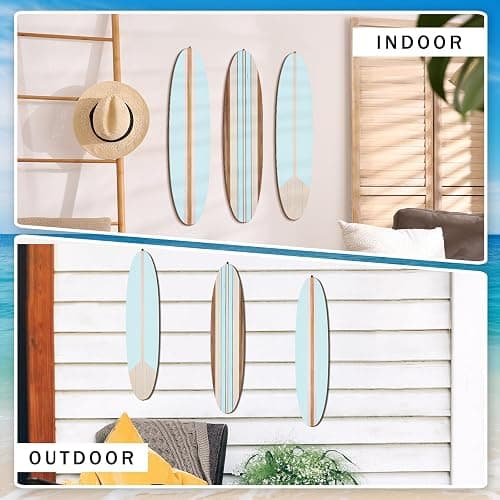 Gerrii 3 Pieces Surfboard Wall Decor 23.6" x 5.4" Preppy Beach Room Decor Aesthetic Large Wooden Cute Beachy Tropical Wall Art for Surfer Bedroom Living Room Bathroom Decorations(Blue) thumbnail 6