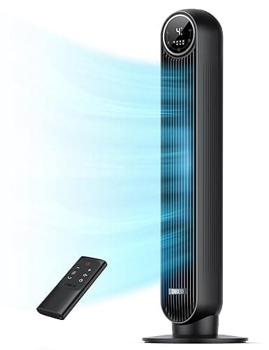 Dreo Tower Fan for Bedroom, 25ft/s Velocity Quiet Floor Fan, 90° Oscillating Fans for Indoors with 4 Speeds, 4 Modes, 8H Timer, Standing Fans, Bladeless Fan, Black, Nomad One (DR-HTF007) - Black