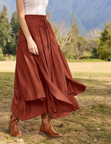 Scarlet Darkness Long Skirts for Women Renaissance Costume Pirate Maxi Skirt Plus Size with Pockets thumbnail 8