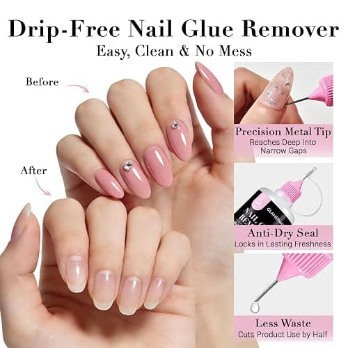 GLAMERMAID 50ML Pinpoint Nail Glue Remover for Press on Nails Acetone-free | Gentle Multi-purpose Nail Adhesive Remover for Fake Nails, Nail Tips & Acrylic Nails with 3 Orangewood Sticks thumbnail 2