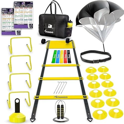 STUHOO Agility Training Equipment Set | Soccer Training Equipment for Kids Youth | Agility Ladder Speed Training Equipment with Bag | Football Training Equipment with Speed Hurdles, Cones for Footwork - Image 1