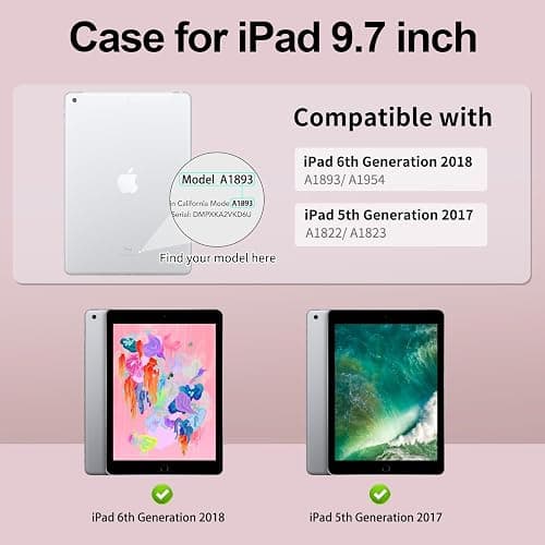 aoub Kompatibel mit iPad 2018/2017 Hülle Fallbeständig verschleißfest Eingebauter Stifthalter Smart Schutzhülle aus Silikon mit Schlafen/Wachen GKompatibel mit iPad 5. und 6. Generation,Rosa thumbnail 2