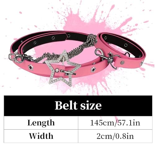 EpicCos Y2K Aesthetic Colorful Faux Leather Belt, Adjustable Star Decor Dopamine Waist Belt Street Style for Female thumbnail 2