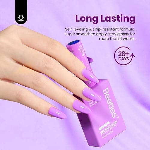 Beetles Gel Nail Polish Set - 6 Colors Hema-Free 15ML Full Size Baby Blue Purple Polish Kit Wisteria Whisper Collecction Soak off Uv Led Lamp Nail Art Salon Colorful Bottle Manicure Gift for Women thumbnail 5