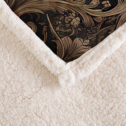 AILONEN Death Moth Throw Blanket,Gothic Moth Skull Fleece Sherpa Blanket Bed/Sofa Decor,Horror Themed Gold Floral Blankets for Boys Girls, 59 x 47 Inches thumbnail 5