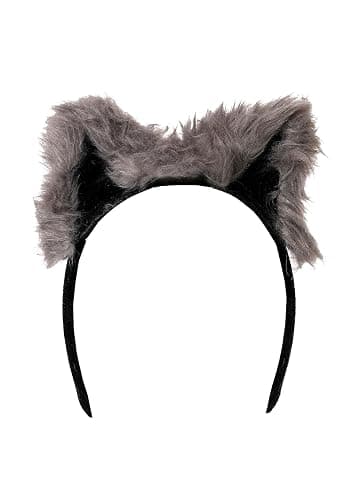 Raccoon Ears and Tail Set - Fuzzy Headband and Tail with Hook and Loop Fastener thumbnail 4