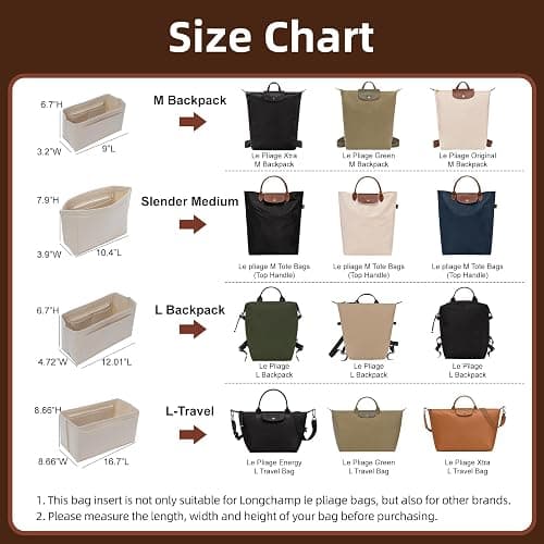 Doxo Felt Purse Organizer Insert for Longchamp Le Pliage Large Bag, Beige | Anti-Pilling Felt Longchamp Organizer Insert, 8 Pockets, Cup Holder, YKK Zipper, Protects Interior, Lightweight Tote Insert thumbnail 3