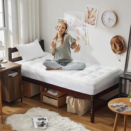 ELEMUSE 3 Inch Cooling Memory Foam Mattress Topper Twin XL, College Dorm Room Essentials, 2 Inch Pressure-Relief Memory Foam and 1 Inch Thick Soft Viscose Made from Bamboo Pillow Top for Hot Sleepers thumbnail 8