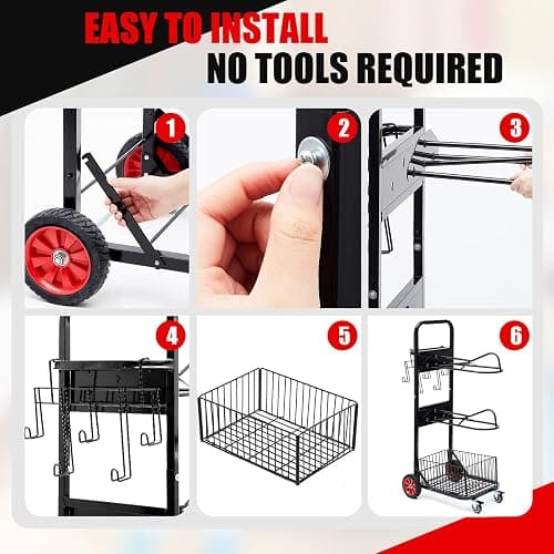 DaisyInner Rolling Saddle Cart with Wheel, Saddle Rack Dolly Heavy Duty Horse Equipment Cart Foldable Horse Tack for Storage Moving Organize Transport Supplies (Upgrade 4 Wheels) thumbnail 3