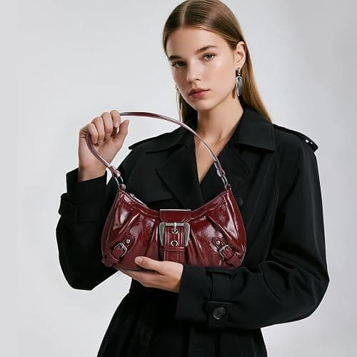WantGor Women's Shoulder Bag, Clutch Tote Bags Top Handle Purse | Zipper Vintage Handbag Buckle Punk Hobo Purses Trendy Underarm Bag thumbnail 2
