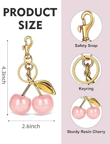 OVRUNS Cherry Bag Charm Cute Cherry Accessories Sparkling Purse Charms for Women thumbnail 3