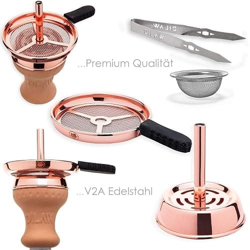 DILAW® Shisha Set TRIPHAN 66cm Edelstahl Wasserpfeife Profi Zubehör Komplett-Set bis 4-Anschlüsse mit Bowl, LED Licht, Kaminkopf, Molassefänger, Silikonschlauch, Alu Mundstück, Tonkopf & Kaminaufsatz thumbnail 3