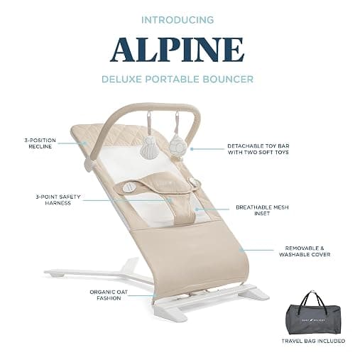Portable Bouncer, 100% GOTS Certified Cotton Fabrics, Organic Oat thumbnail 4