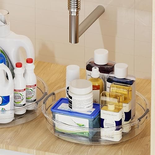 LAMU 3 Pack Lazy Susan Organizer Turntable for Cabinet, Rotating Condiment Organizer for Kitchen Pantry Organizers and Storage, Table Top, Fridge, Countertop, Spice Organization, 9.25'' 10.6'' 12'' thumbnail 7