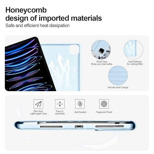 besky for iPad Air 11 Inch M4/M3/M2 (2026/2025/2024) & Air Series (6th/5th/4th Gen), for iPad Pro 11 (4th/3rd Gen)，with Wireless Detachable Backlit Keyboard for 10.9" iPad Air 5th/4th Gen - Blue thumbnail 5