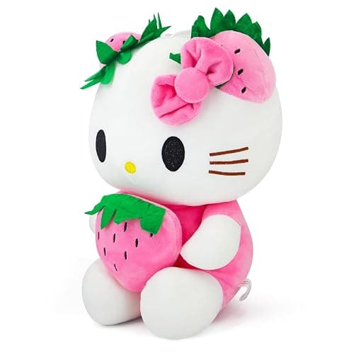 Ahlsense 7.8'' Cute Strawberry Cat Plush Toy—A Kawaii Soft Cartoon Cat Stuffed Plush for Girls and Kids(Pink) - Image 1