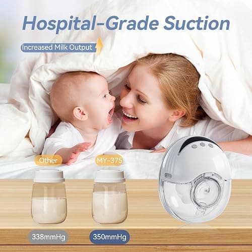 Hands Free Breast Pump Wearable MY-375 - Strong Suction, Low Noise, Portable Electric Breast Pump with 4 Mode & 12 Levels - 19/21/24mm Insert/Flange, 2 Pack (White) thumbnail 3