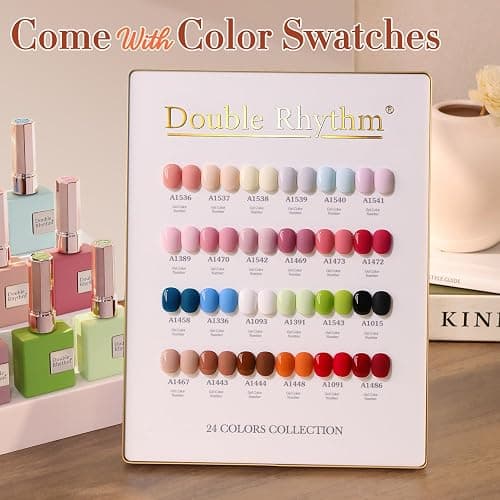 Double Rhythm 28Pcs 0.5Oz Gel Nail Polish Set Same Color Same Bottle Gel Polish Kit Nail Art Manicure Salon DIY at Home for Women (White Pink Collection-T24-2) thumbnail 9