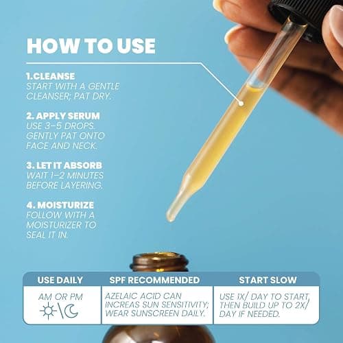 Eva Naturals Azelaic Acid Skincare Serum for Face – Facial Treatment with Niacinamide & Hyaluronic Acid Formula for Redness Soothing, Acne Breakouts, Uneven Skin Texture, Fragrance Free (1 Fl Oz) thumbnail 3