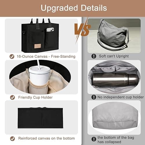 Canvas Tote Bag for Women Crossbody Work Purse with Pockets Top Handle Handbag Satchel Bags for Travel Nurse Teacher thumbnail 6
