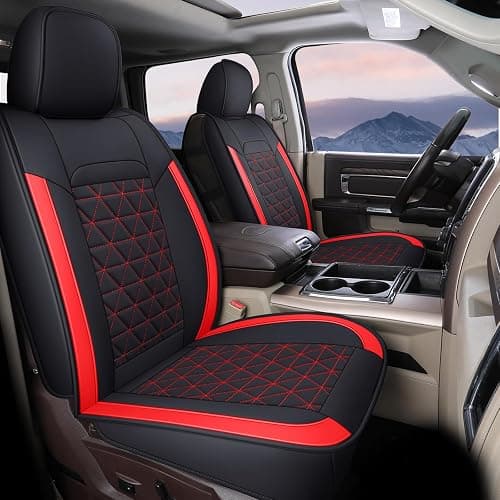 Coverado Seat Covers for Dodge Ram, Waterproof Front Car Seat Covers for Truck Compatible with 2002-2026 Dodge Ram 1500 2500 3500 Crew Double Mega Quad Cab(Red) - Image 1