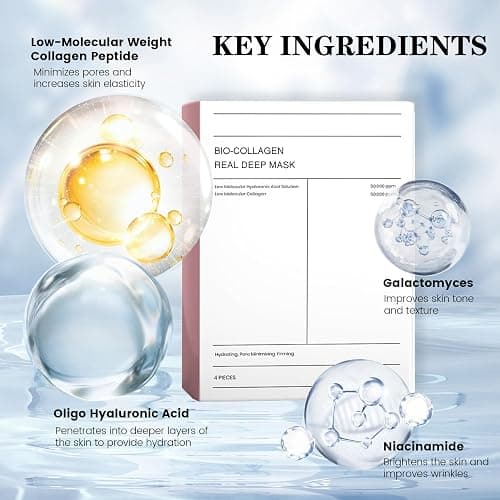 Collagen Face Mask, Bio Collagen Masks Overnight, Korean Skincare, Face Skincare, Hydrating, Sheet Overnight Beauty (5pcs) thumbnail 6