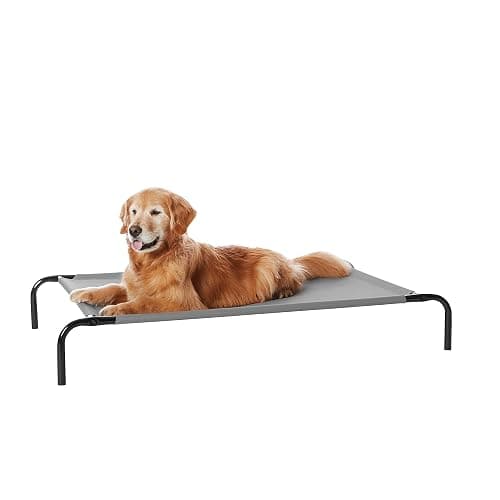 Amazon Basics Cooling Breathable Elevated Dog Bed with Metal Frame for Large Dogs, 51 x 31 x 8 Inch, Grey - Image 1