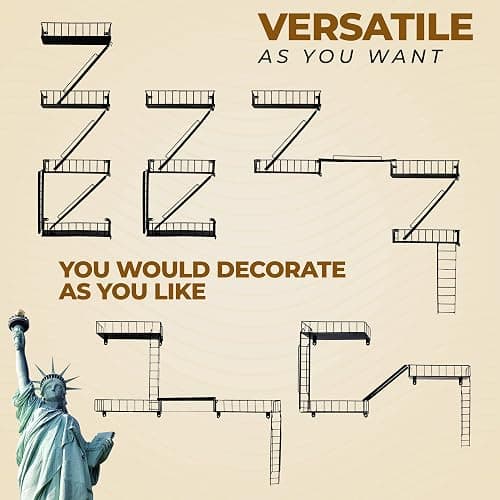 VERSATILE KAS Fire Escape Shelf Fire Escape Wall Shelf Trinket Shelf Display Action Figure Figure Display Shelf Superhero Display Floating Staircase New York Wall Ladder Firescape (3-Tier) thumbnail 8