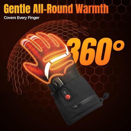 Heated Gloves Gifts for Men Women, 7.4V Fast Heating Rechargeable Electric Heated Gloves, Touchscreen Waterproof Heating Gloves for Motorcycle Driving Hiking Skiing Outdoor Sport thumbnail 5