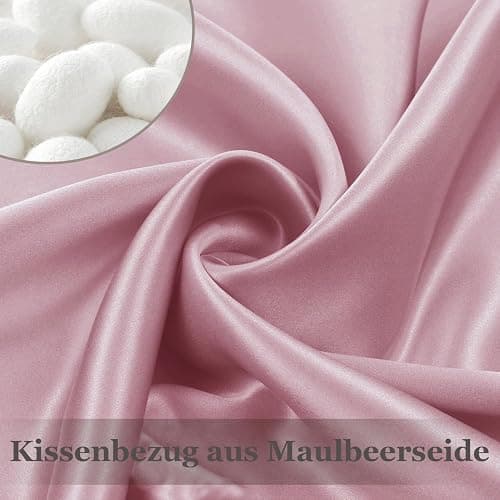 Adubor 100% Seidenkissenbezug 40x80cm für Haar und Haut, mit verstecktem Reißverschluss, beide Seiten, 22 Momme Seide, Fadenzahl 900 (Mittelrosa, 1 Stück) thumbnail 4