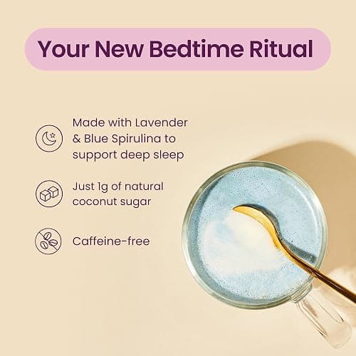 Blume Blue Lavender Superfood Latte Powder – Organic Lavender Tea Powder, Blue Spirulina, Blue Butterfly Pea Flower Tea, Chamomile, Coconut Milk - Caffeine Free, Vegan, 1g Sugar - 25 Servings thumbnail 3