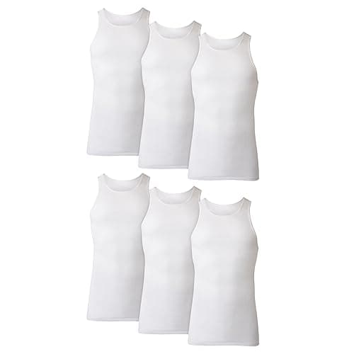 Hanes Men's Tank Undershirt Pack, Cotton Tank Undershirt, Moisture-Wicking, Breathable, White or Grey/Black, Multi-Pack - Image 1
