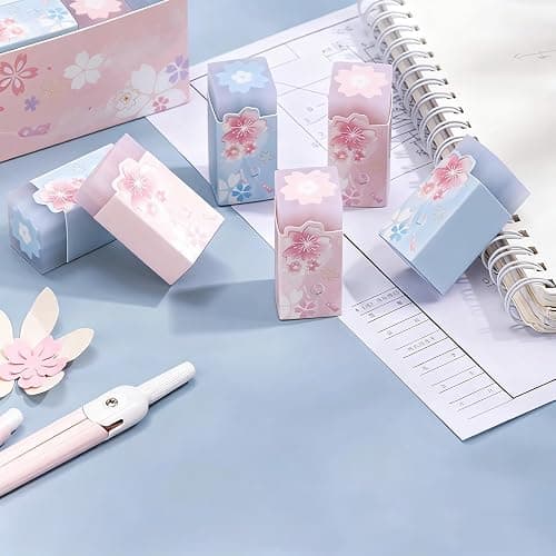 GZBABY Cherry Blossom Patternt Erasers 6 Pcs, Cute Cartoon Eraser, Stylish and Durable (Rectangle) thumbnail 8