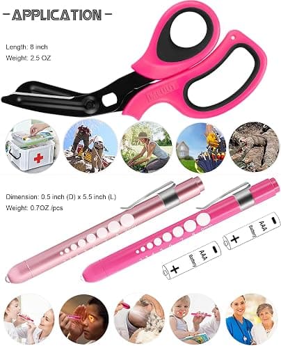MEUUT 3 Pack Pen light & Medical Scissors-One Pantented Trauma Scissor Two LED Penlight with Pupil Gauge -8" Bandage Scissor for Nurse Doctor EMT thumbnail 6